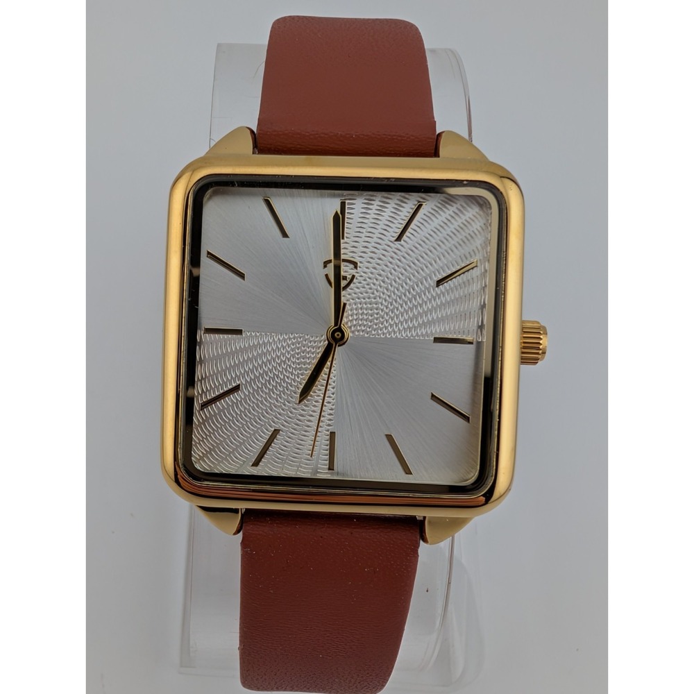 Lavaredo Watch Women 31mm Gold Case Brown Leather Band-‎ New Battery
